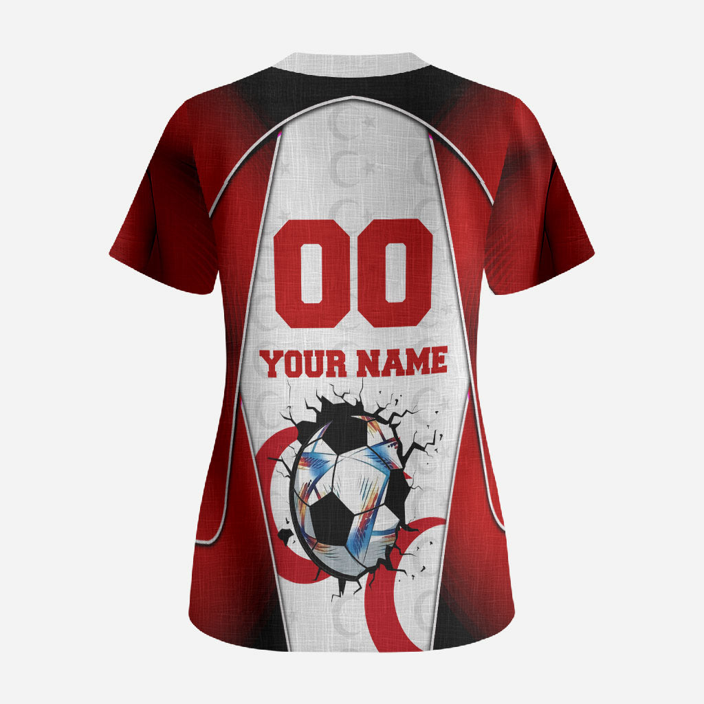 Personalized Turkey Football Grey Wolf Scrub Top Turkish Mascot Soccer Ball Burst