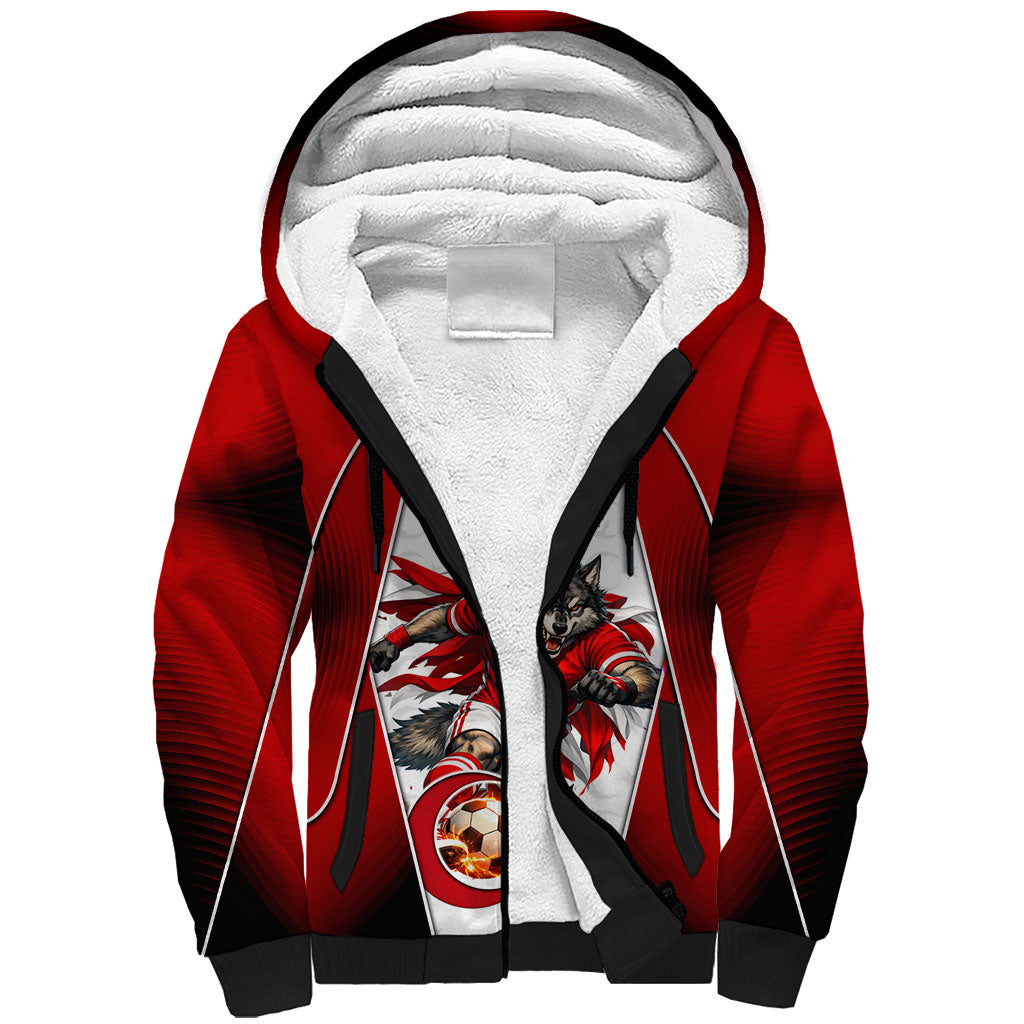 Personalized Turkey Football Grey Wolf Sherpa Hoodie Turkish Mascot Soccer Ball Burst