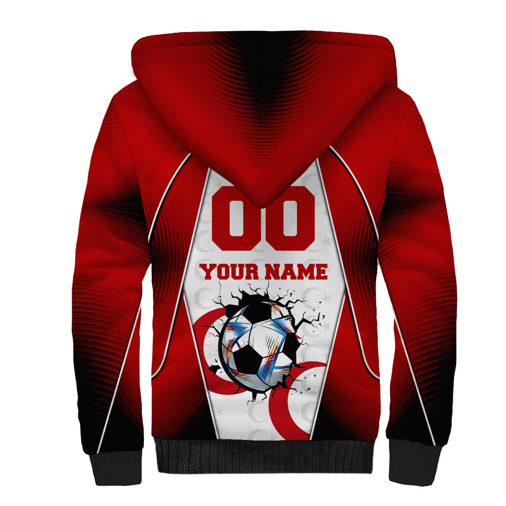 Personalized Turkey Football Grey Wolf Sherpa Hoodie Turkish Mascot Soccer Ball Burst