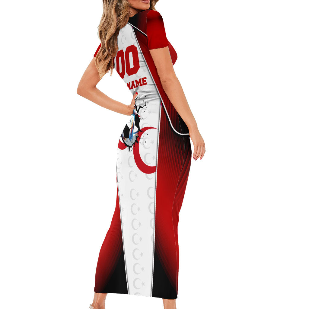 Personalized Turkey Football Grey Wolf Short Sleeve Bodycon Dress Turkish Mascot Soccer Ball Burst