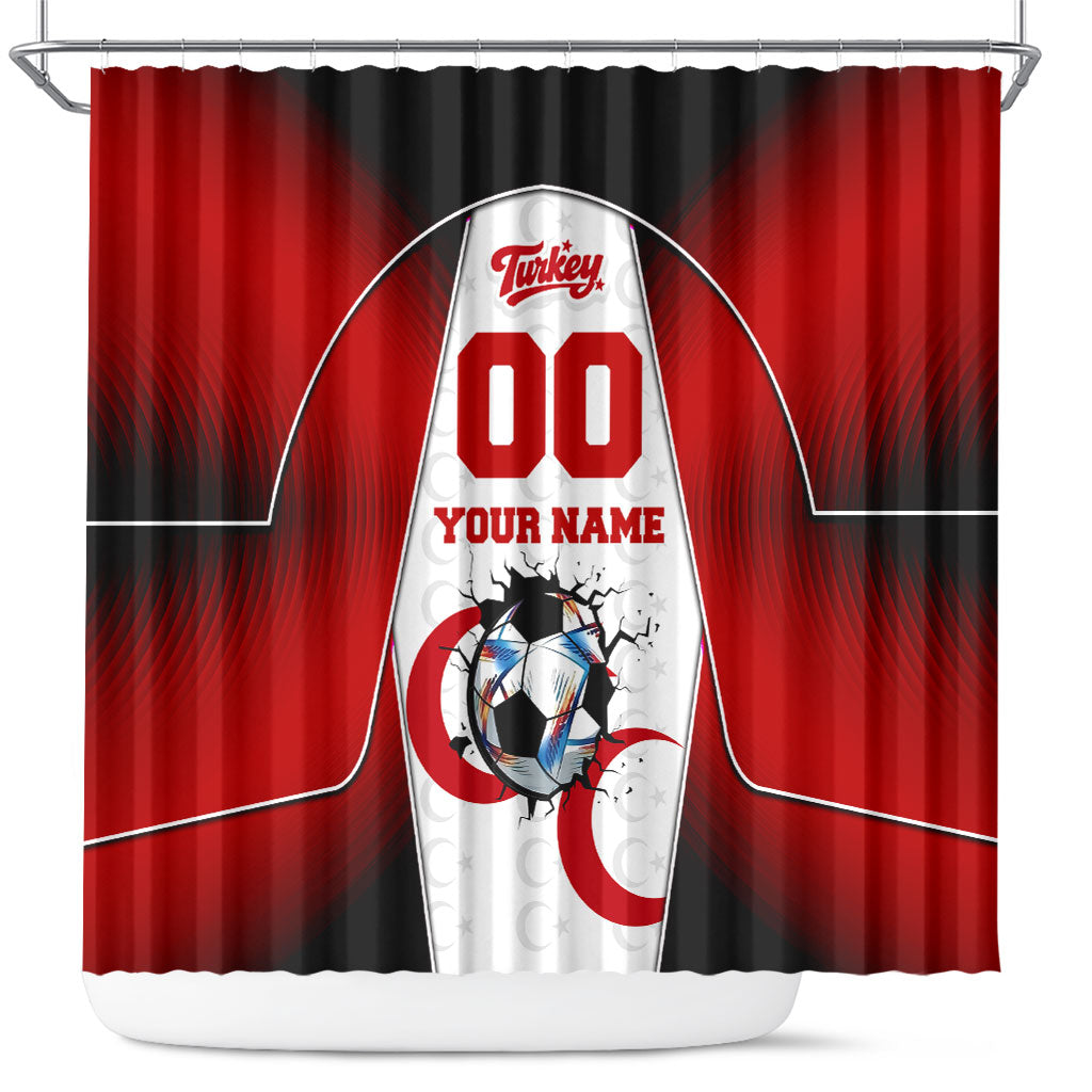 Personalized Turkey Football Grey Wolf Shower Curtain Turkish Mascot Soccer Ball Burst