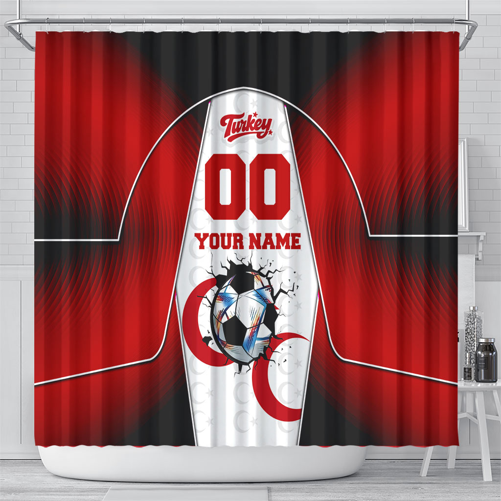 Personalized Turkey Football Grey Wolf Shower Curtain Turkish Mascot Soccer Ball Burst