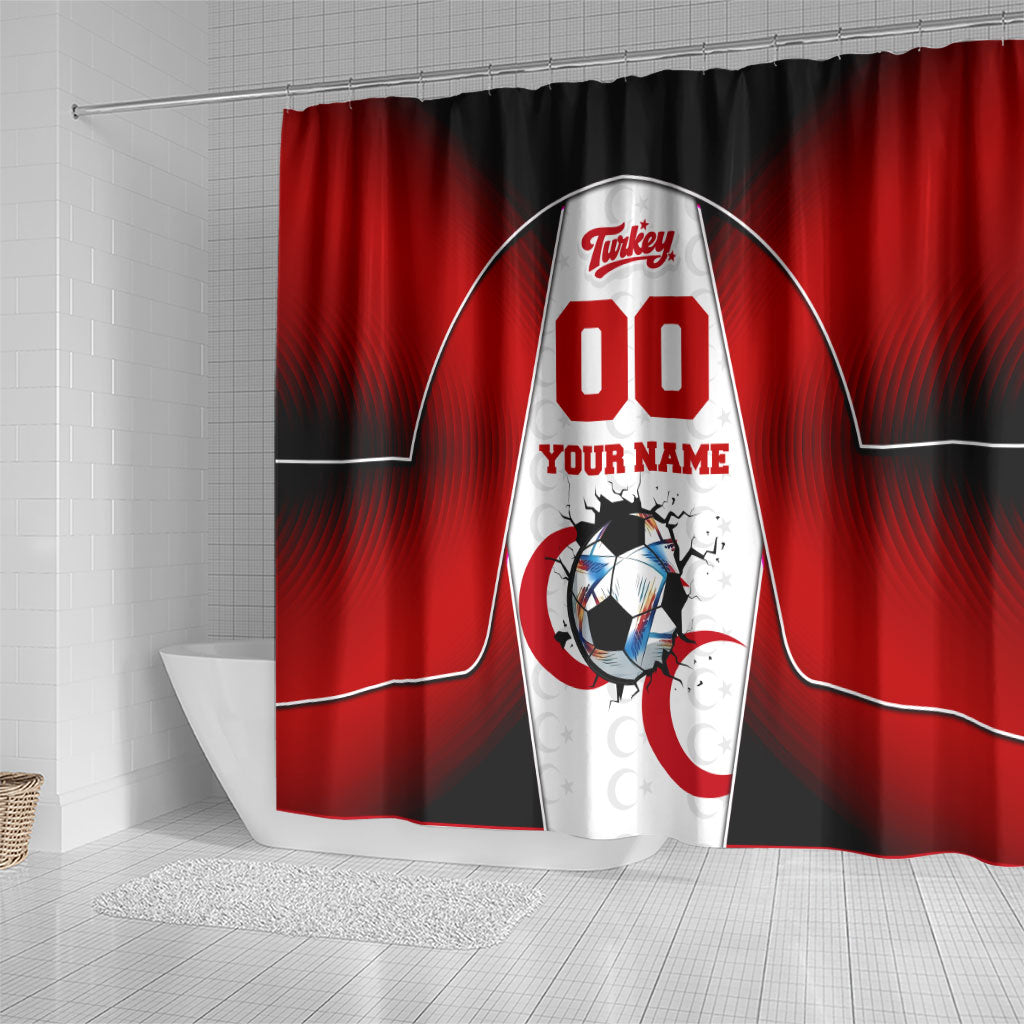 Personalized Turkey Football Grey Wolf Shower Curtain Turkish Mascot Soccer Ball Burst