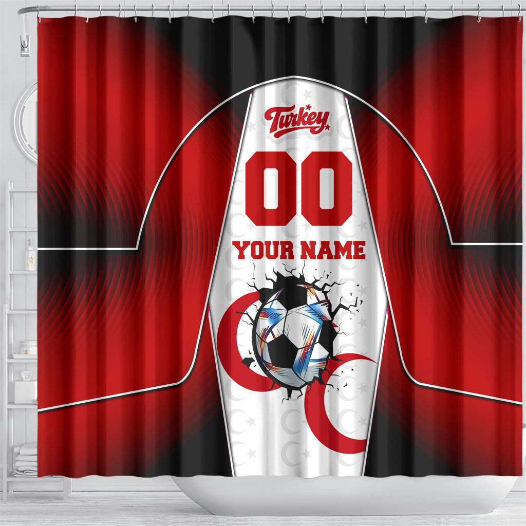 Personalized Turkey Football Grey Wolf Shower Curtain Turkish Mascot Soccer Ball Burst