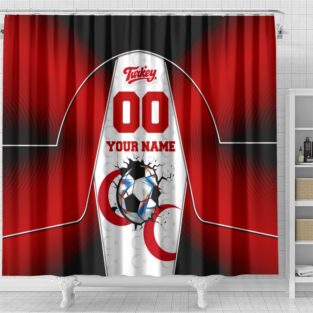 Personalized Turkey Football Grey Wolf Shower Curtain Turkish Mascot Soccer Ball Burst