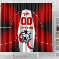 Personalized Turkey Football Grey Wolf Shower Curtain Turkish Mascot Soccer Ball Burst