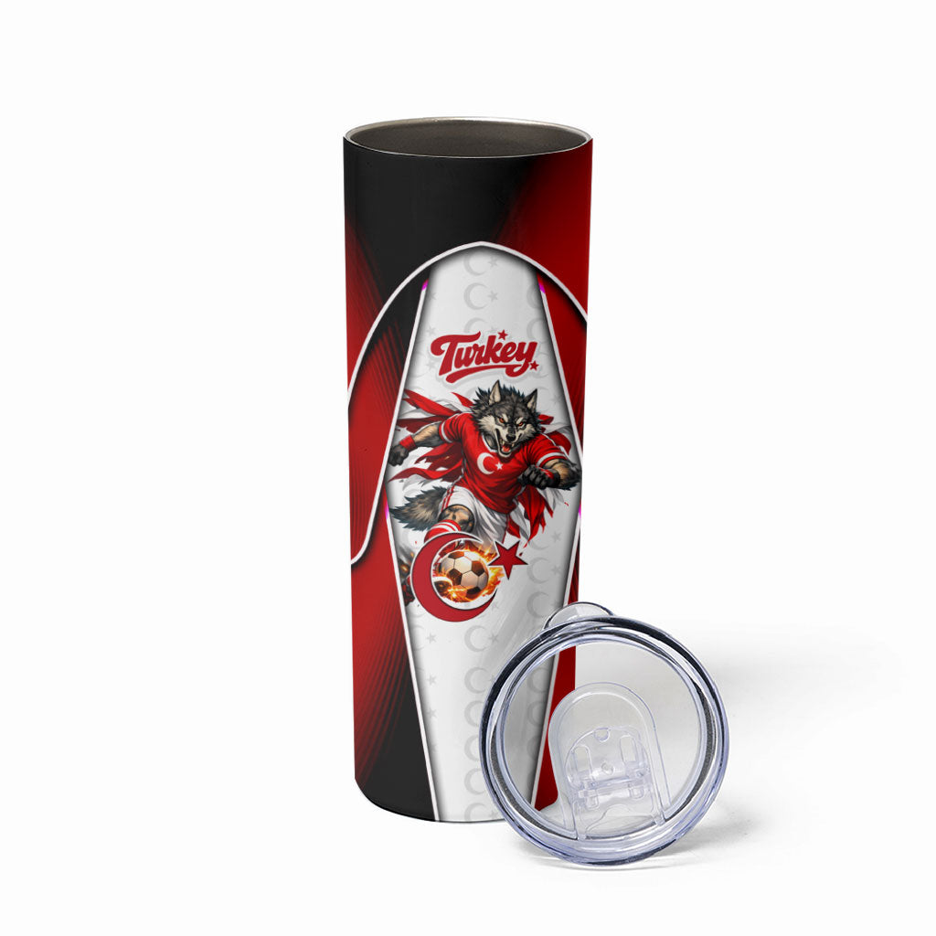 Personalized Turkey Football Grey Wolf Skinny Tumbler Turkish Mascot Soccer Ball Burst