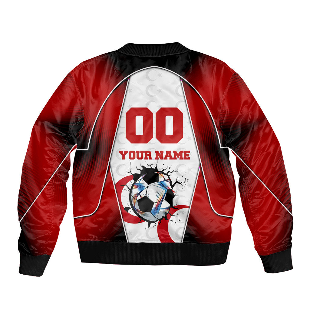 Personalized Turkey Football Grey Wolf Sleeve Zip Bomber Jacket Turkish Mascot Soccer Ball Burst