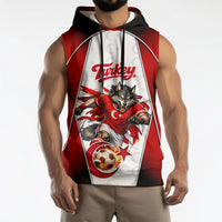 Personalized Turkey Football Grey Wolf Sleeveless Hoodie Turkish Mascot Soccer Ball Burst