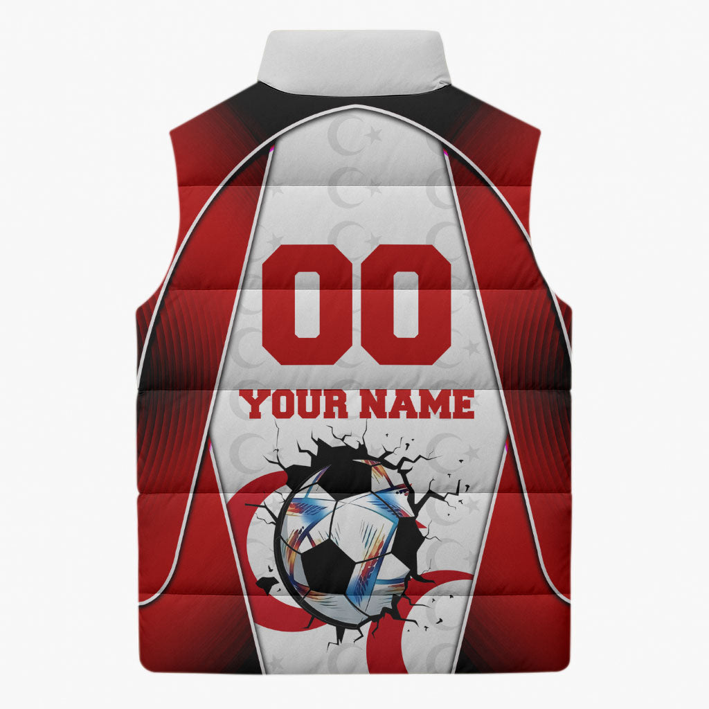 Personalized Turkey Football Grey Wolf Sleeveless Puffer Jacket Turkish Mascot Soccer Ball Burst