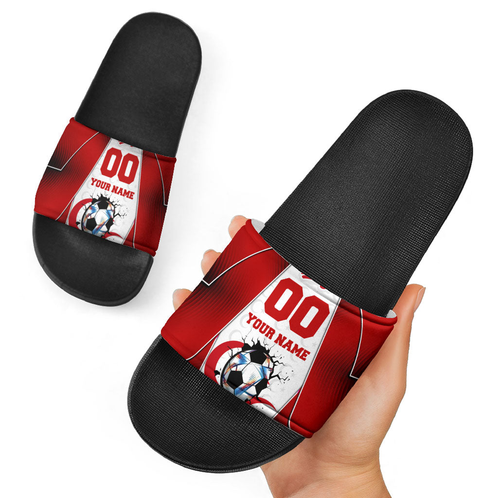 Personalized Turkey Football Grey Wolf Slide Sandals Turkish Mascot Soccer Ball Burst