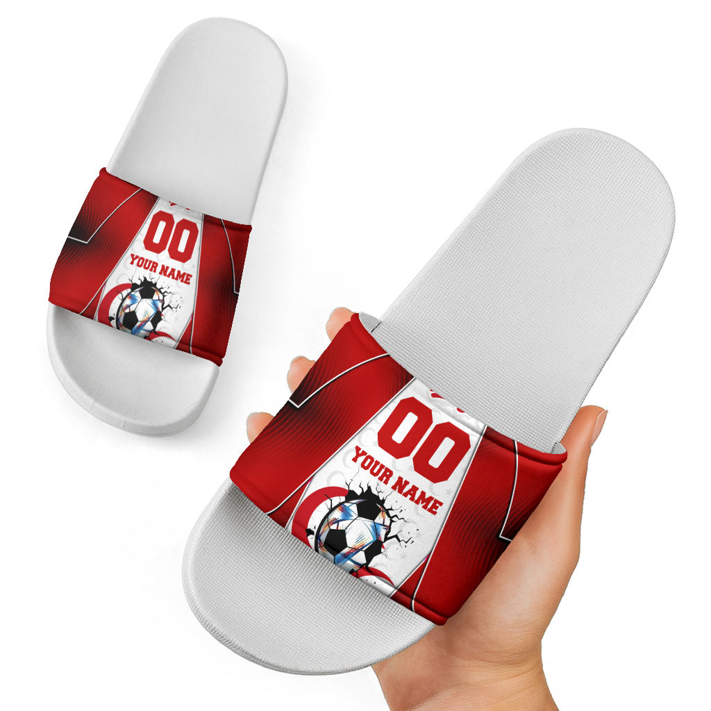 Personalized Turkey Football Grey Wolf Slide Sandals Turkish Mascot Soccer Ball Burst