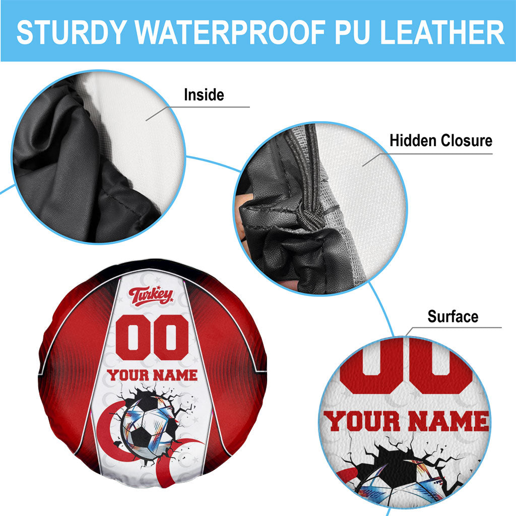 Personalized Turkey Football Grey Wolf Spare Tire Cover Turkish Mascot Soccer Ball Burst