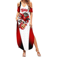Personalized Turkey Football Grey Wolf Summer Maxi Dress Turkish Mascot Soccer Ball Burst