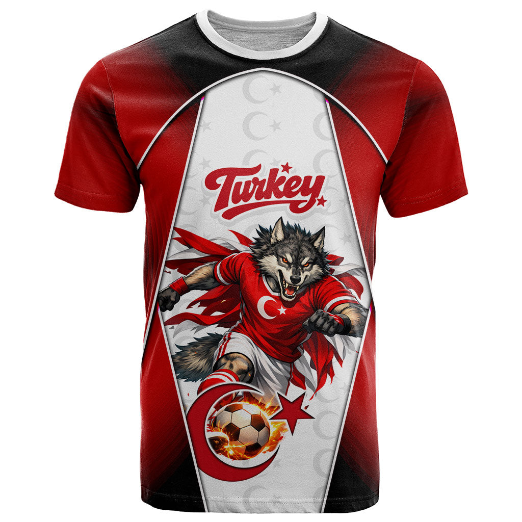 Personalized Turkey Football Grey Wolf T Shirt Turkish Mascot Soccer Ball Burst