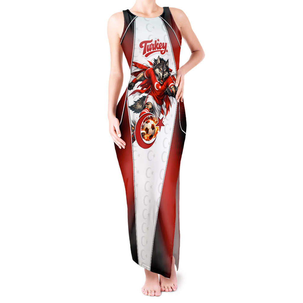 Personalized Turkey Football Grey Wolf Tank Maxi Dress Turkish Mascot Soccer Ball Burst