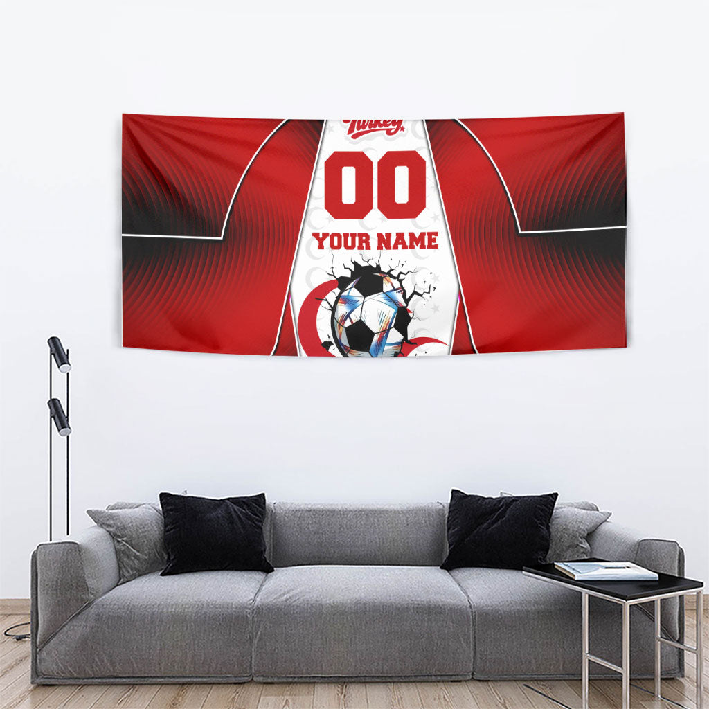 Personalized Turkey Football Grey Wolf Tapestry Turkish Mascot Soccer Ball Burst
