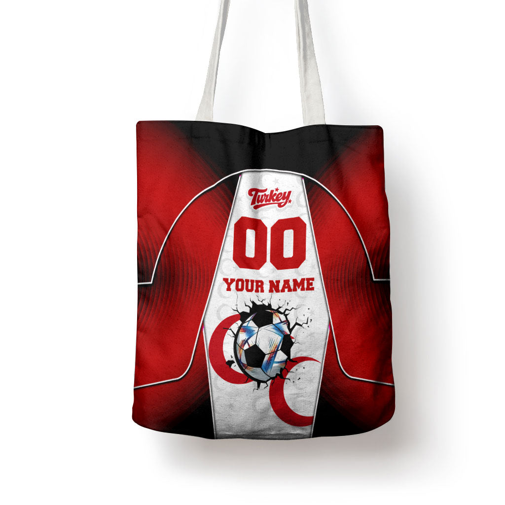 Personalized Turkey Football Grey Wolf Tote Bag Turkish Mascot Soccer Ball Burst