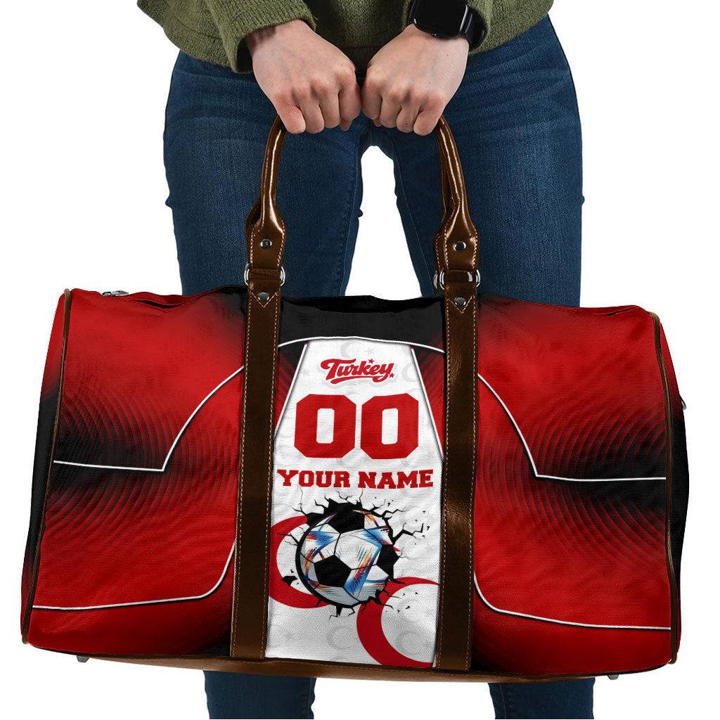 Personalized Turkey Football Grey Wolf Travel Bag Turkish Mascot Soccer Ball Burst