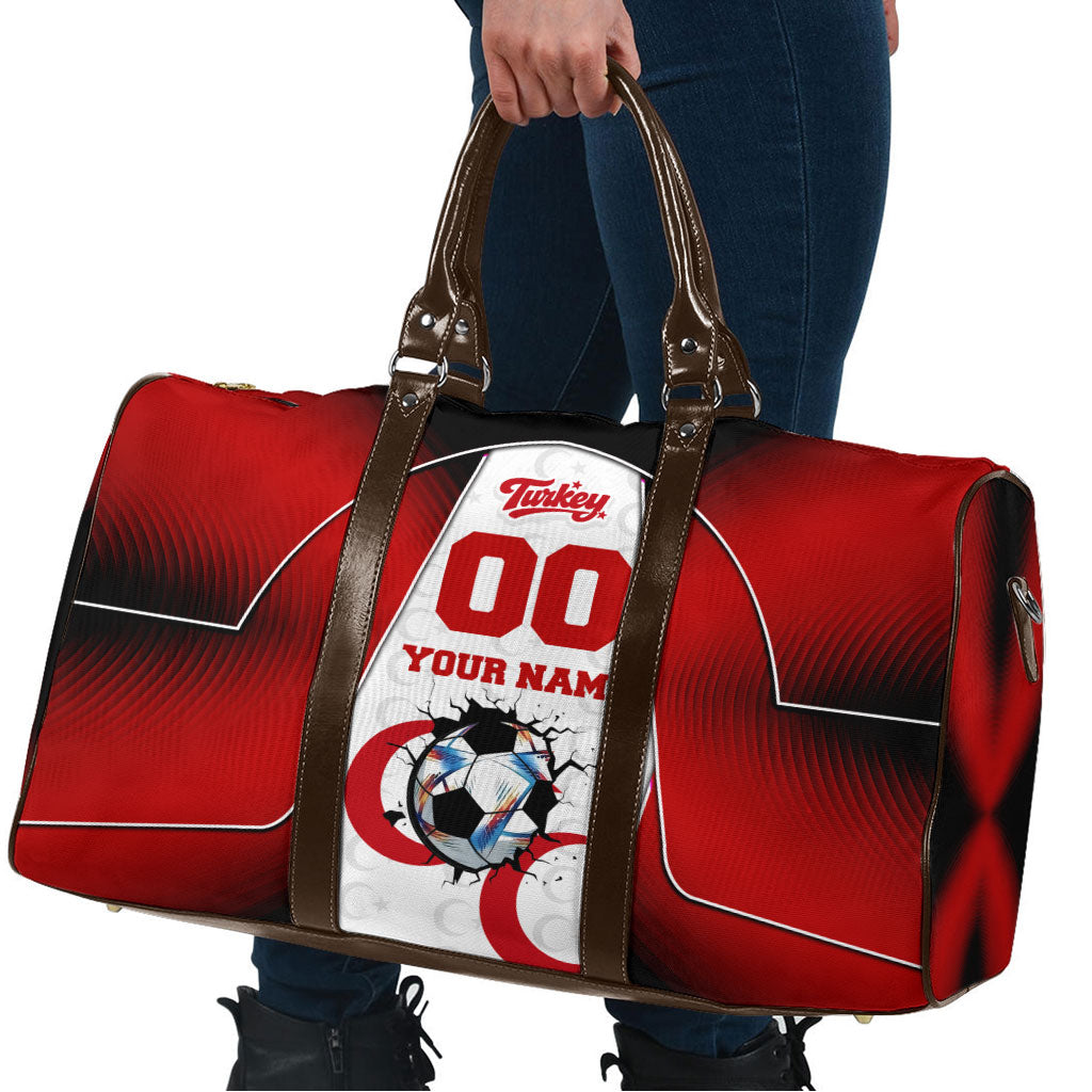 Personalized Turkey Football Grey Wolf Travel Bag Turkish Mascot Soccer Ball Burst