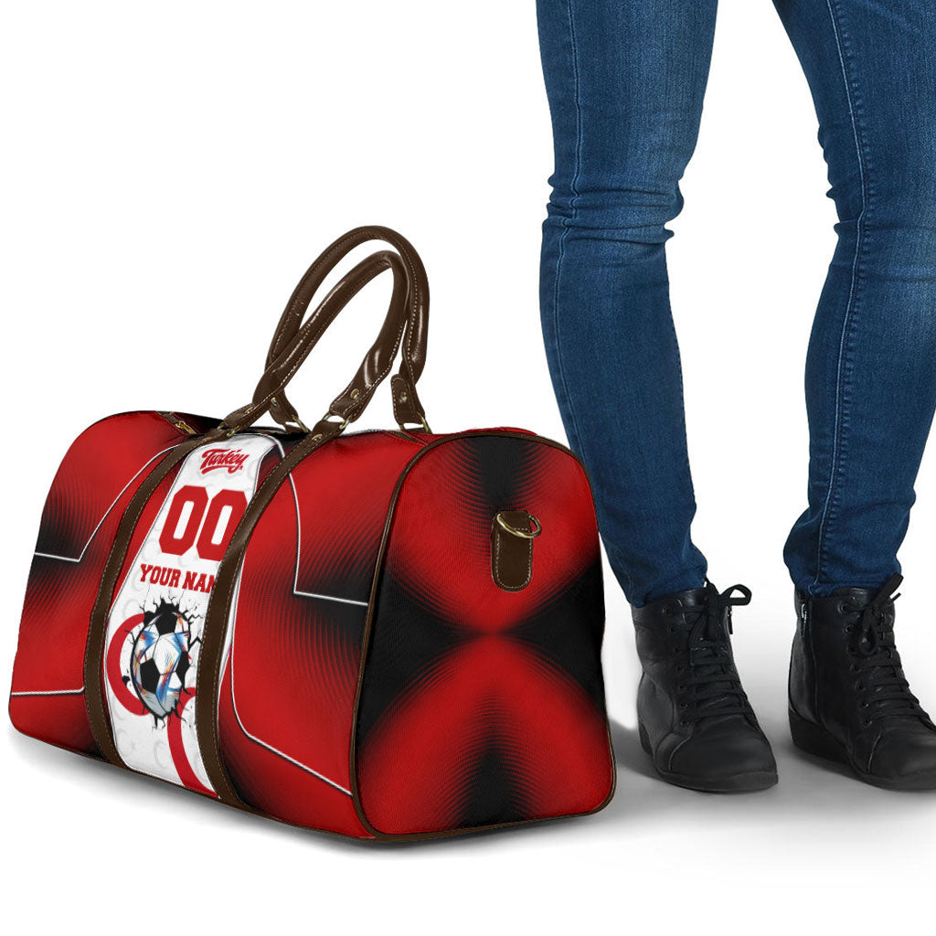 Personalized Turkey Football Grey Wolf Travel Bag Turkish Mascot Soccer Ball Burst
