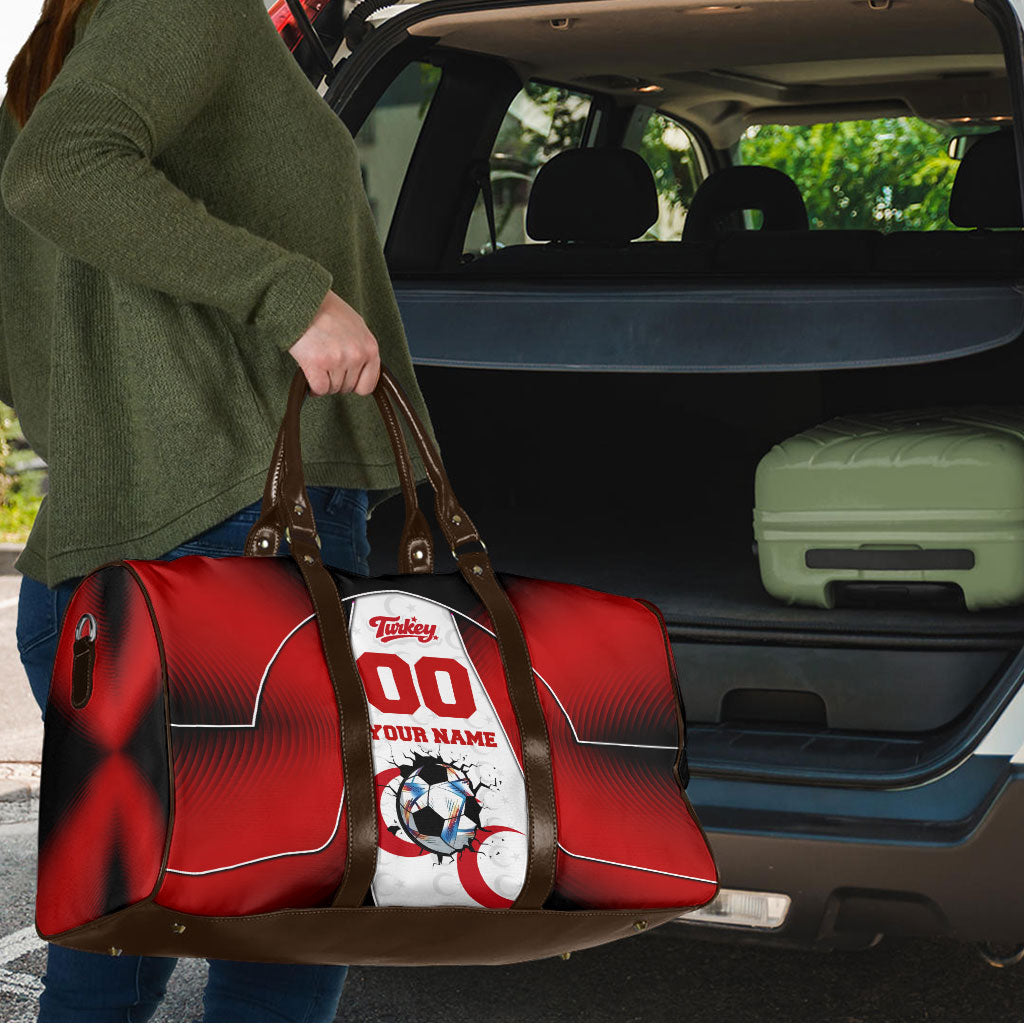 Personalized Turkey Football Grey Wolf Travel Bag Turkish Mascot Soccer Ball Burst