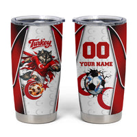 Personalized Turkey Football Grey Wolf Tumbler Cup Turkish Mascot Soccer Ball Burst