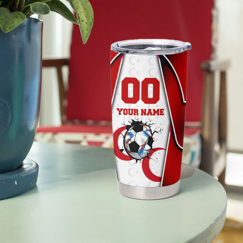 Personalized Turkey Football Grey Wolf Tumbler Cup Turkish Mascot Soccer Ball Burst
