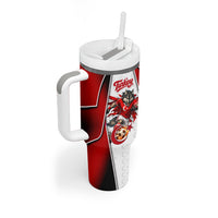 Personalized Turkey Football Grey Wolf Tumbler With Handle Turkish Mascot Soccer Ball Burst