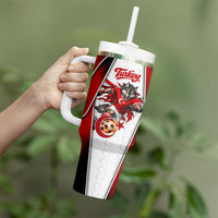 Personalized Turkey Football Grey Wolf Tumbler With Handle Turkish Mascot Soccer Ball Burst