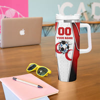 Personalized Turkey Football Grey Wolf Tumbler With Handle Turkish Mascot Soccer Ball Burst