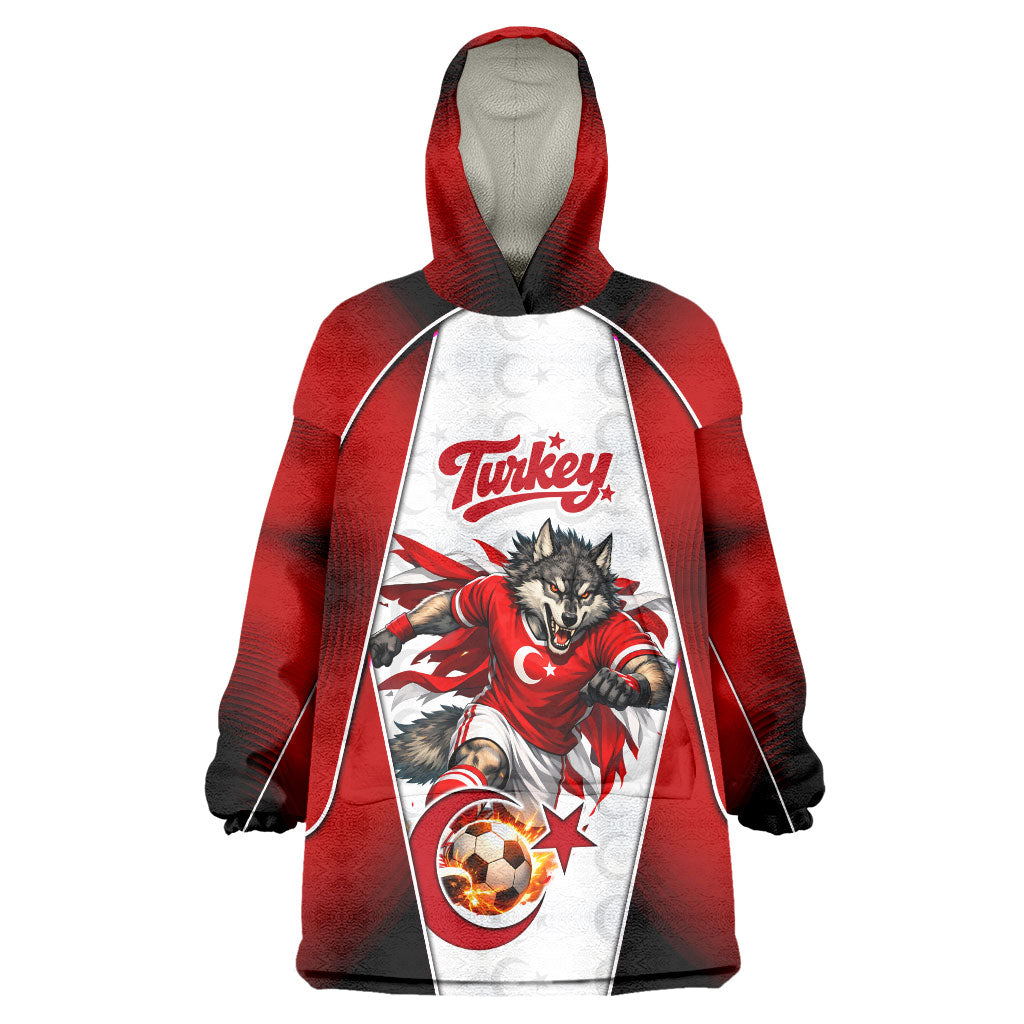Personalized Turkey Football Grey Wolf Wearable Blanket Hoodie Turkish Mascot Soccer Ball Burst