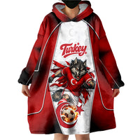 Personalized Turkey Football Grey Wolf Wearable Blanket Hoodie Turkish Mascot Soccer Ball Burst