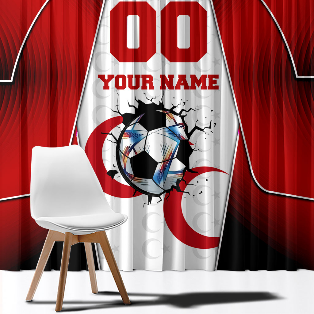 Personalized Turkey Football Grey Wolf Window Curtain Turkish Mascot Soccer Ball Burst