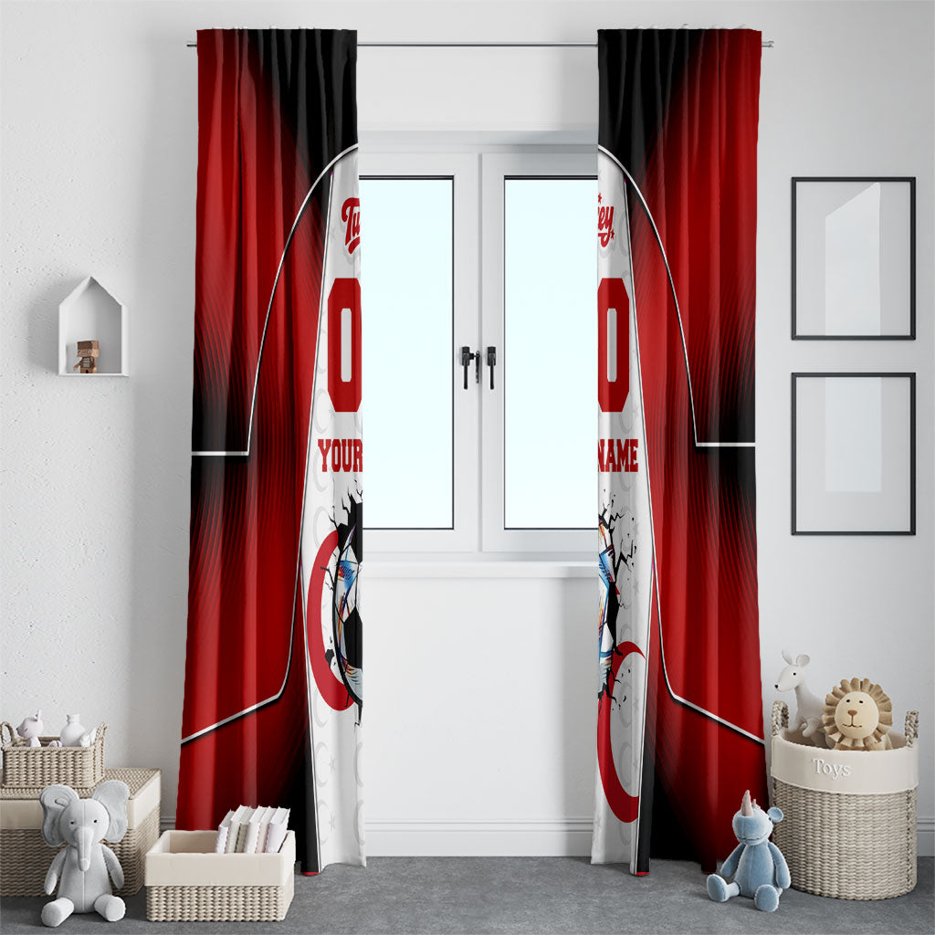 Personalized Turkey Football Grey Wolf Window Curtain Turkish Mascot Soccer Ball Burst