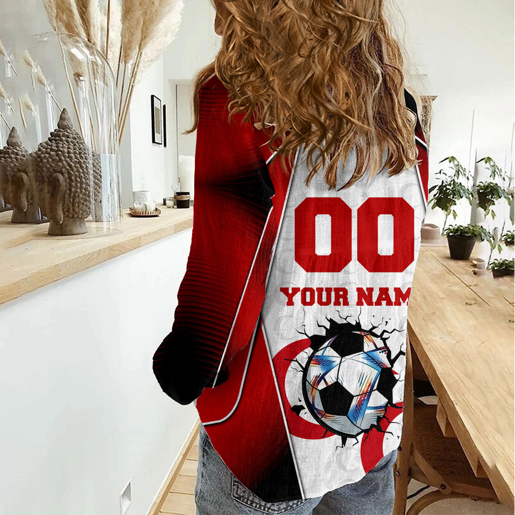 Personalized Turkey Football Grey Wolf Women Casual Shirt Turkish Mascot Soccer Ball Burst