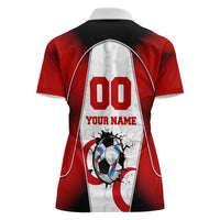 Personalized Turkey Football Grey Wolf Women Polo Shirt Turkish Mascot Soccer Ball Burst