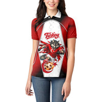 Personalized Turkey Football Grey Wolf Women Polo Shirt Turkish Mascot Soccer Ball Burst
