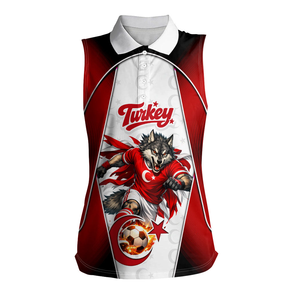 Personalized Turkey Football Grey Wolf Women Sleeveless Polo Shirt Turkish Mascot Soccer Ball Burst