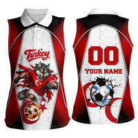 Personalized Turkey Football Grey Wolf Women Sleeveless Polo Shirt Turkish Mascot Soccer Ball Burst