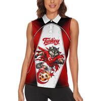 Personalized Turkey Football Grey Wolf Women Sleeveless Polo Shirt Turkish Mascot Soccer Ball Burst