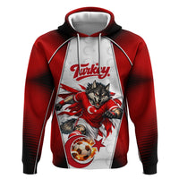 Personalized Turkey Football Grey Wolf Zip Hoodie Turkish Mascot Soccer Ball Burst