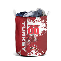 Personalized Turkey Football Laundry Basket Turkish Flag Grey Wolf Skyline