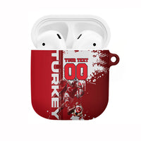 Personalized Turkey Football AirPods Case Turkish Flag Grey Wolf Skyline