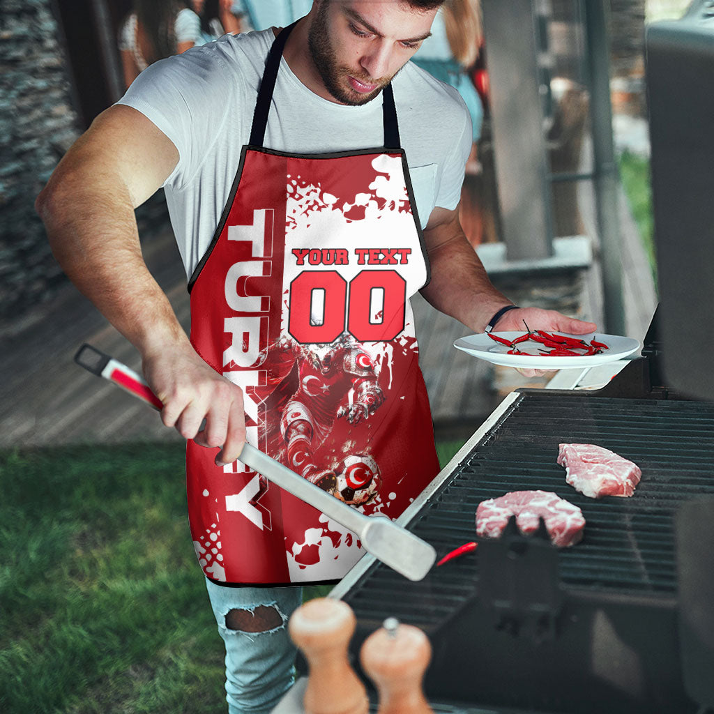 Personalized Turkey Football Apron Turkish Flag Grey Wolf Skyline