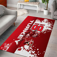 Personalized Turkey Football Area Rug Turkish Flag Grey Wolf Skyline