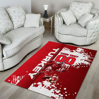 Personalized Turkey Football Area Rug Turkish Flag Grey Wolf Skyline