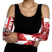 Personalized Turkey Football Arm Sleeves Turkish Flag Grey Wolf Skyline