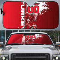 Personalized Turkey Football Auto Sun Shade Turkish Flag Grey Wolf Skyline