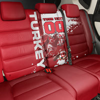 Personalized Turkey Football Back Car Seat Cover Turkish Flag Grey Wolf Skyline